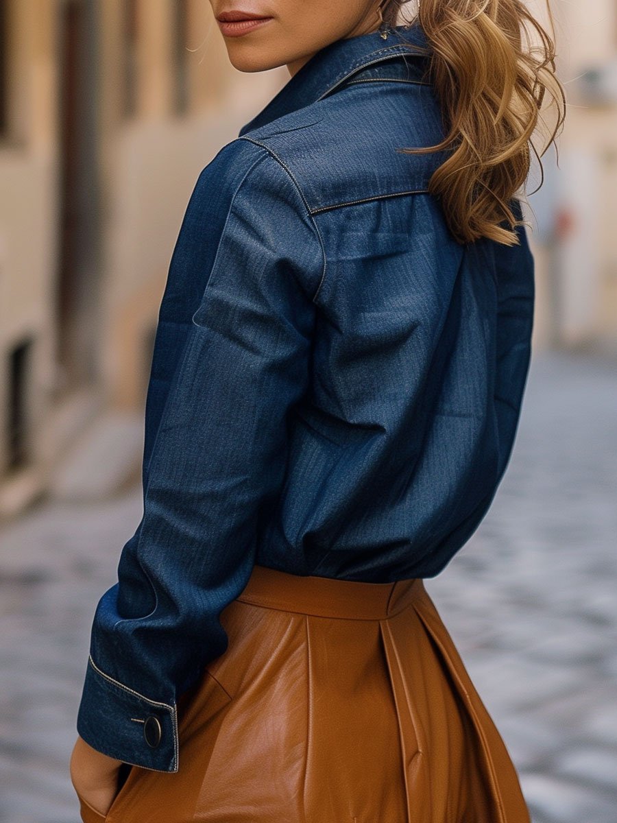 [24-Hour Shipping Out]casual Loose Denim Long-Sleeve Blouse