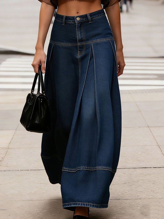 Casual Loose-Fitting 100% Cotton Wide-Leg Jeans