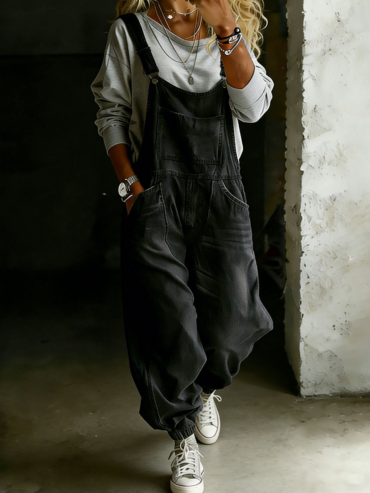 Casual One Piece Denim Jumpsuit
