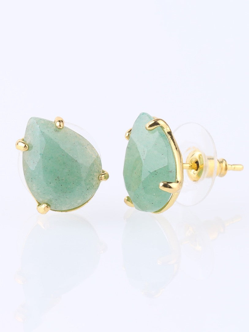 Bohemian Natural Crystal Stone Cut Water Drop Earrings