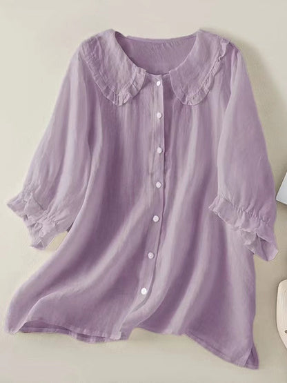 Peter Pan Collar Cotton Shirt