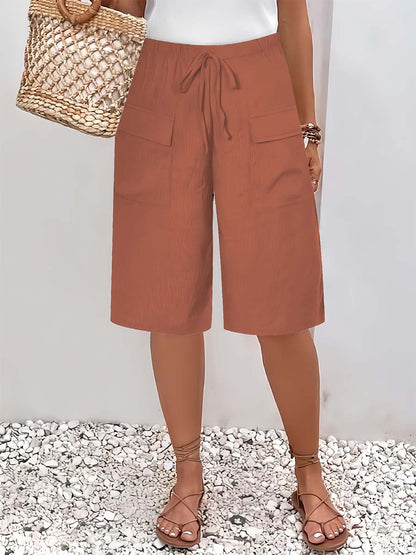 Solid Color Casual Loose Stylish Pockets Shorts