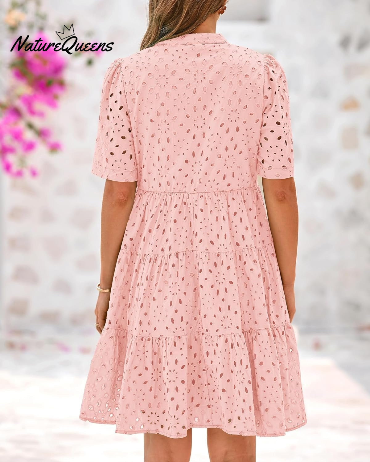 Elegant Hollow Out Lace Ruffle Casual Mini Dress