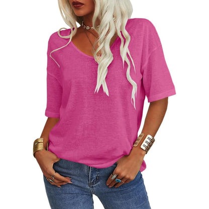 Solid Color V-Neck T-Shirt