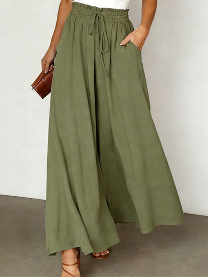 Elastic Wide-Leg High-Waisted Trousers