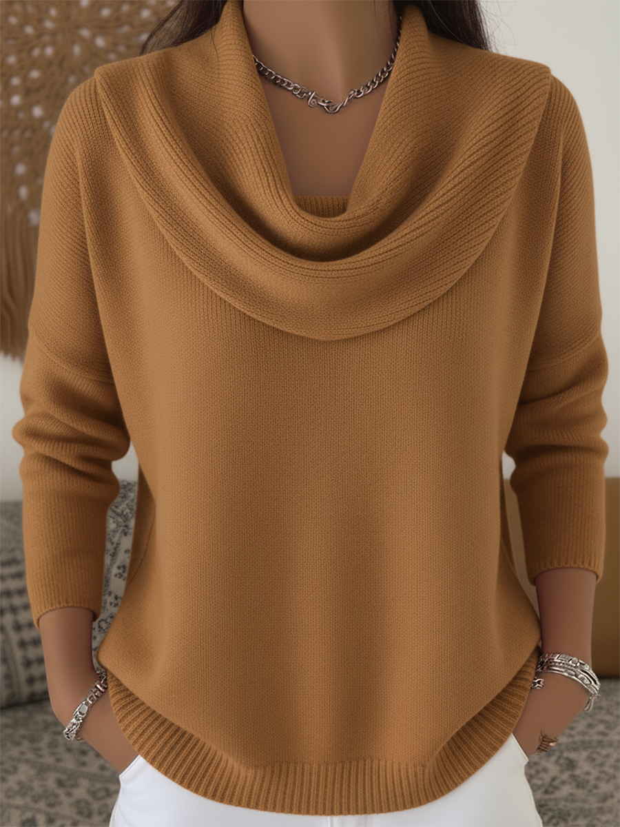 Soft and Elegant Solid Color Ruffled Collar Sweater Top