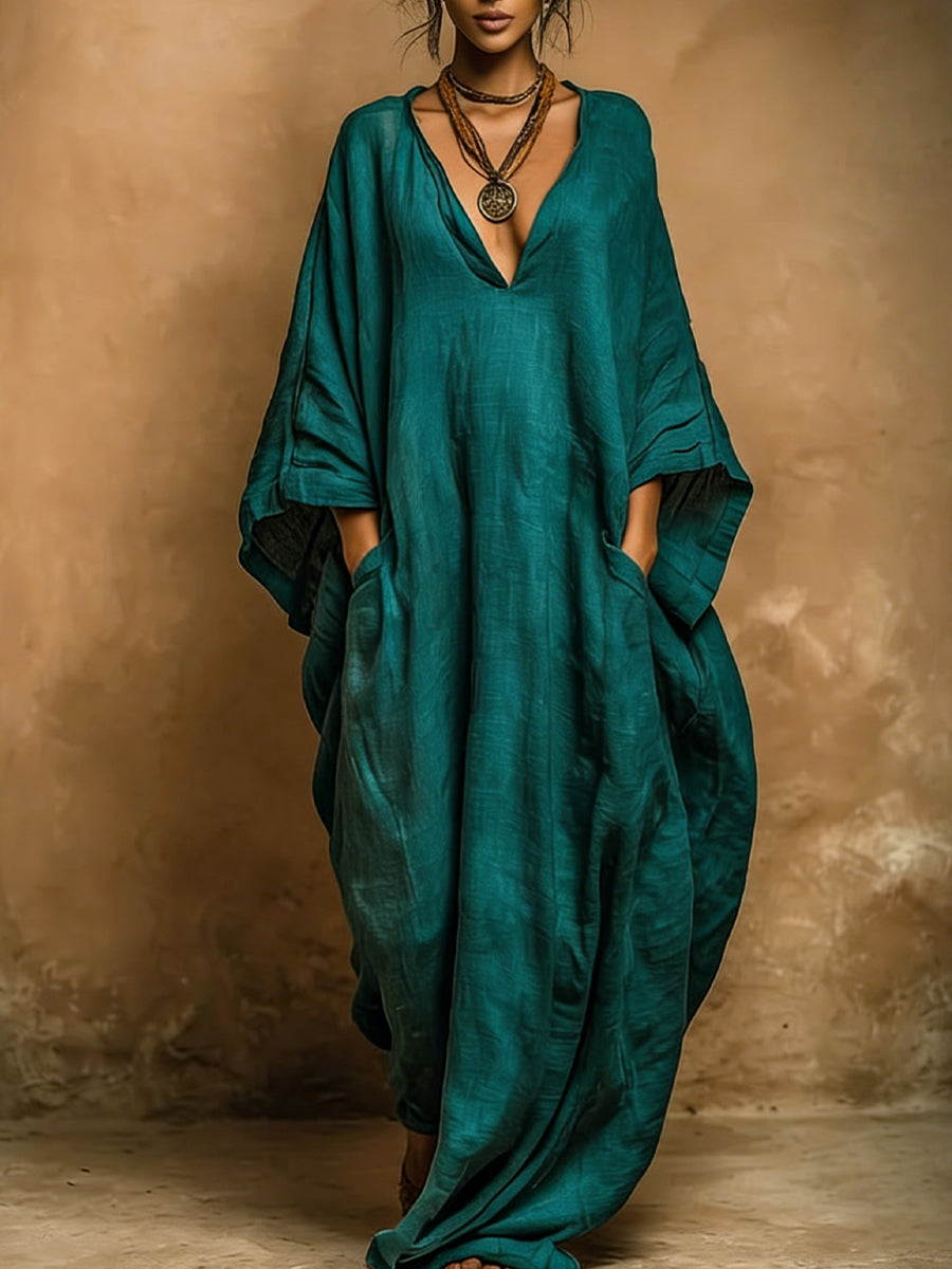Bohemian Linen and Cotton Kaftan Robe