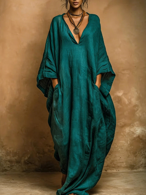Bohemian Linen and Cotton Kaftan Robe