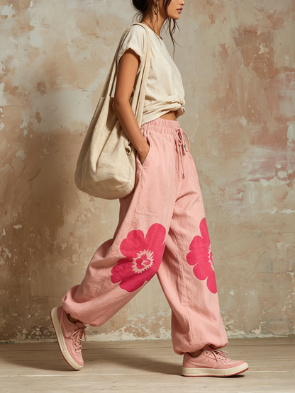 Floral Print Balloon Pants with Elastic Waist