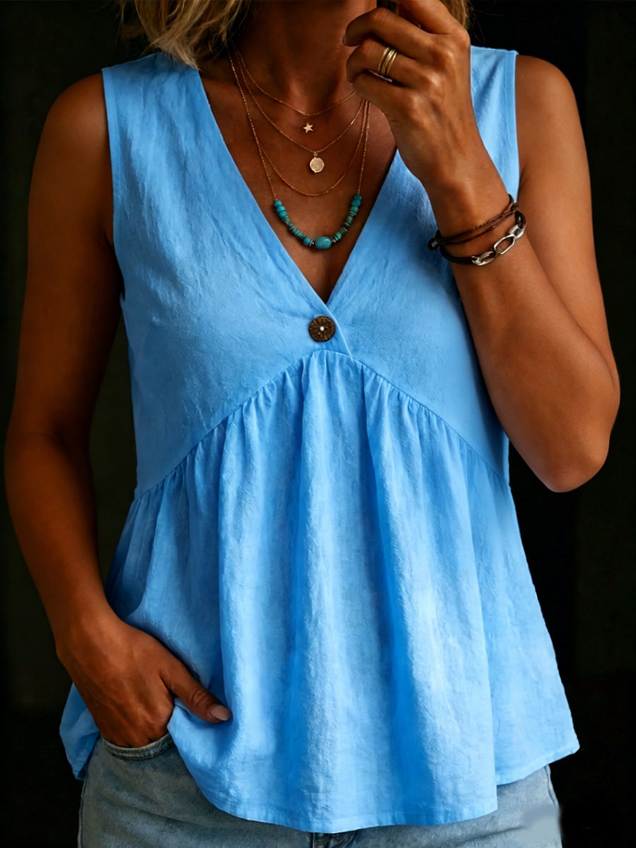 V-Neck Sleeveless Cotton Top