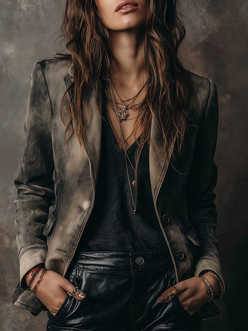 Vintage Fade Pure Cotton Denim Blazer