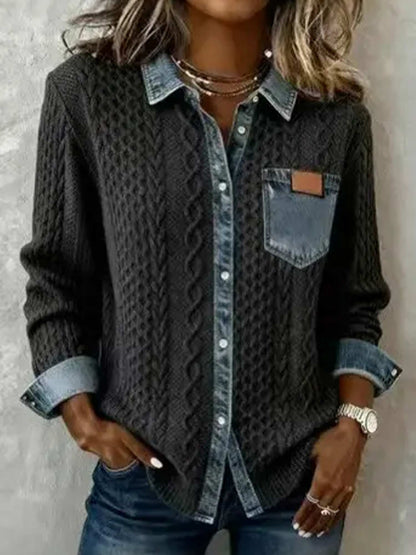 Clearance Sale Retro Knitted Denim Shirt