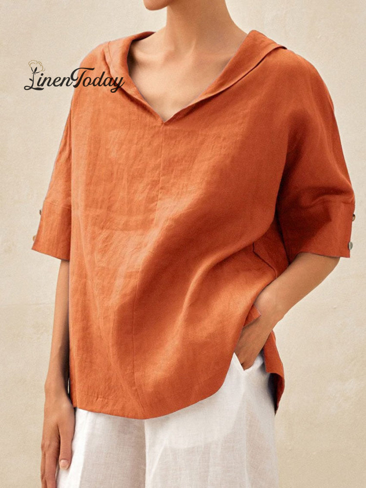 Casual Linen V-Neck Shirt