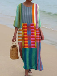 Round Neck Pocket Dress-1