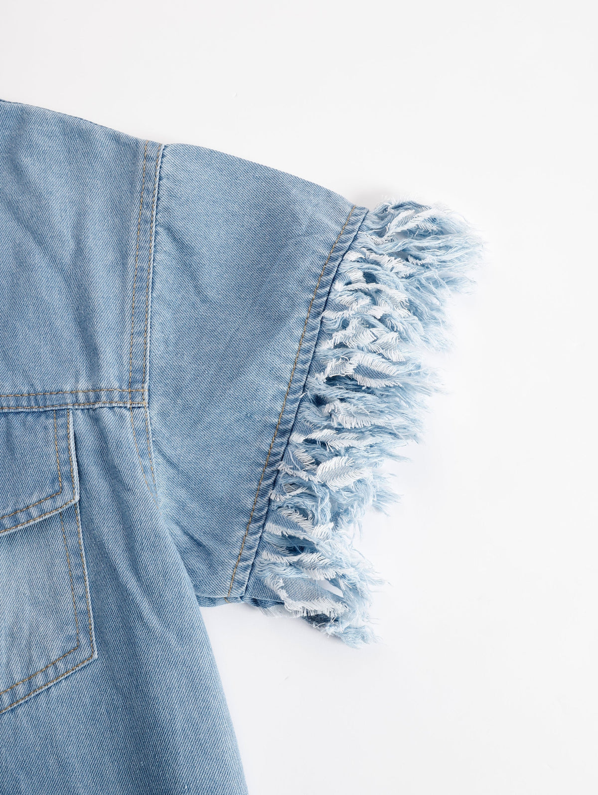 Casual Loose Vintage Denim Short-Sleeve Shirt Tassel Mini Dress