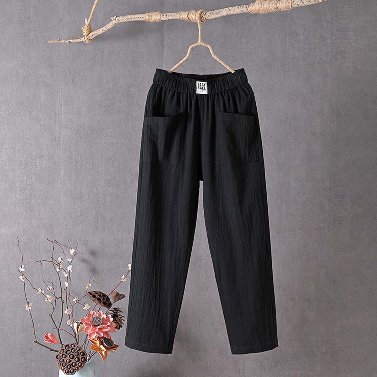 Vintage Stylish Casual Cotton and Linen Loose Pants