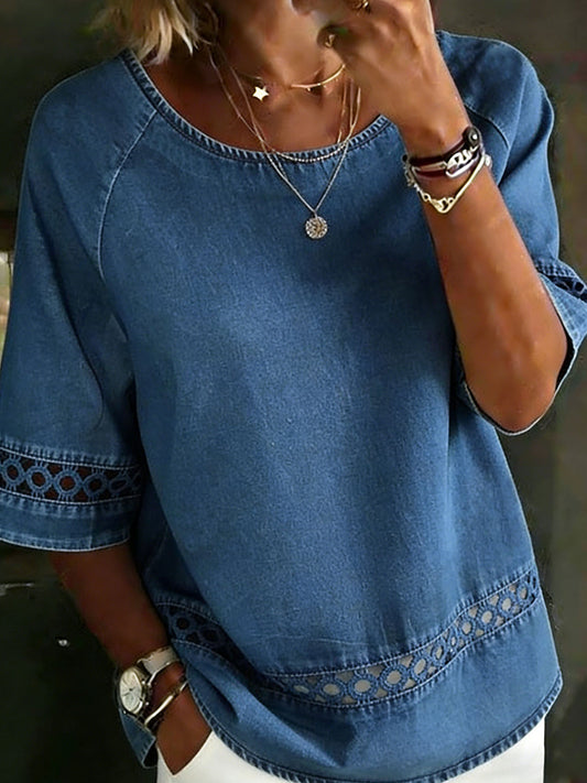 Solid Color Casual Loose Denim Shirt