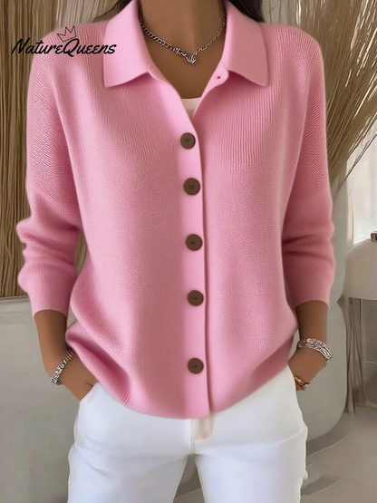 Lapel Button Knitted Cardigan Sweater