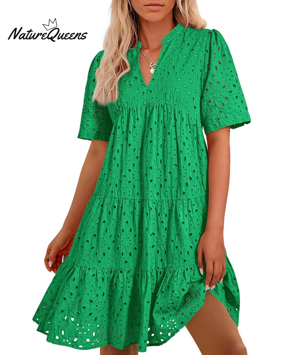Elegant Hollow Out Lace Ruffle Casual Mini Dress