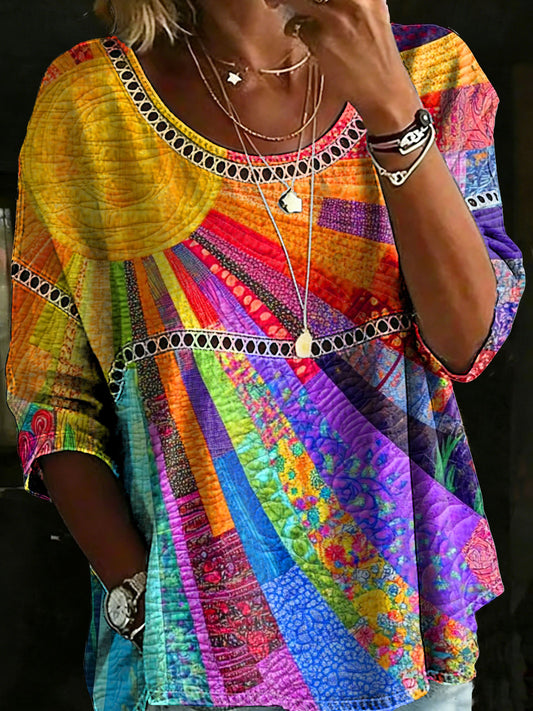 Sunshine Multicolor Casual Loose Denim Blouse Shirt