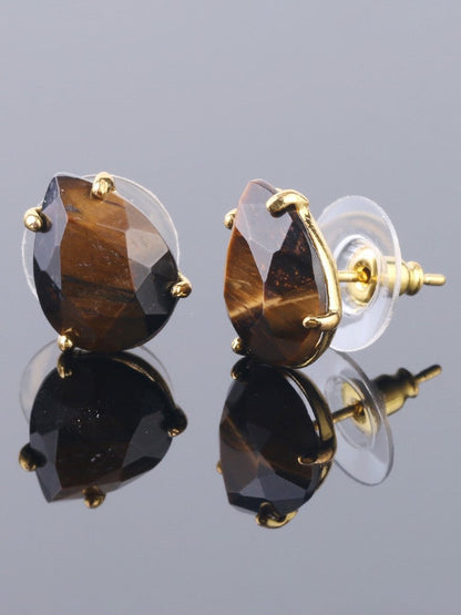Bohemian Natural Crystal Stone Cut Water Drop Earrings