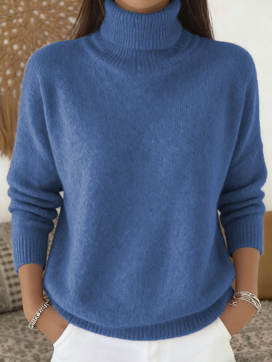 Solid Color Casual Knit Turtleneck Pullover Sweater