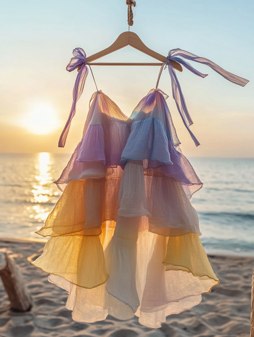 Asymmetrical Dress with Ruffles for Vacation or Daily Wear 5fc5