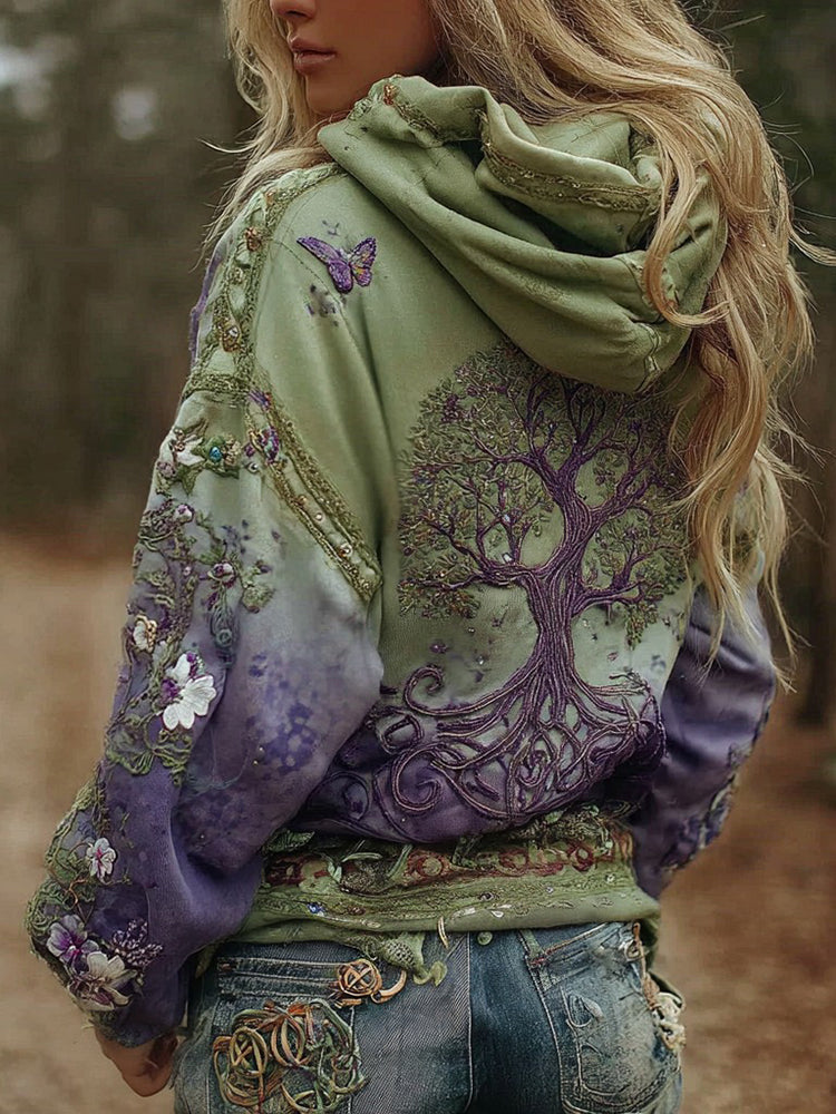 Vintage Viking Tree of Life Art Gradient Comfort Hoodie