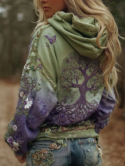 Vintage Viking Tree of Life Art Gradient Comfort Hoodie