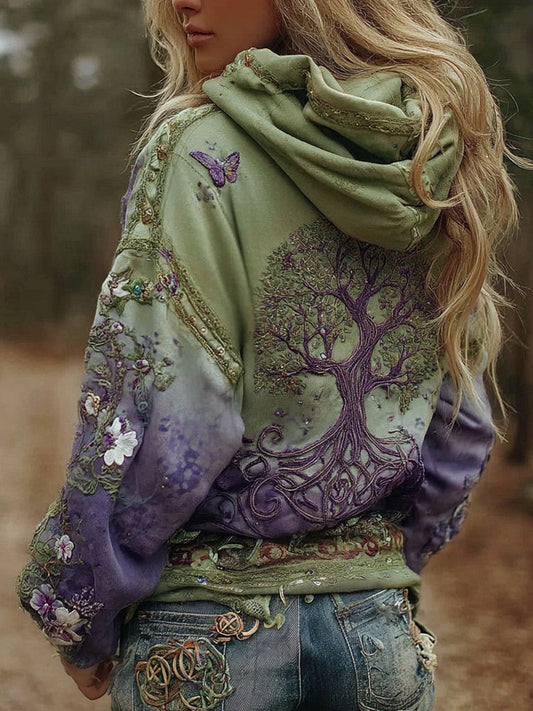 Vintage Viking Tree of Life Art Gradient Comfort Hoodie