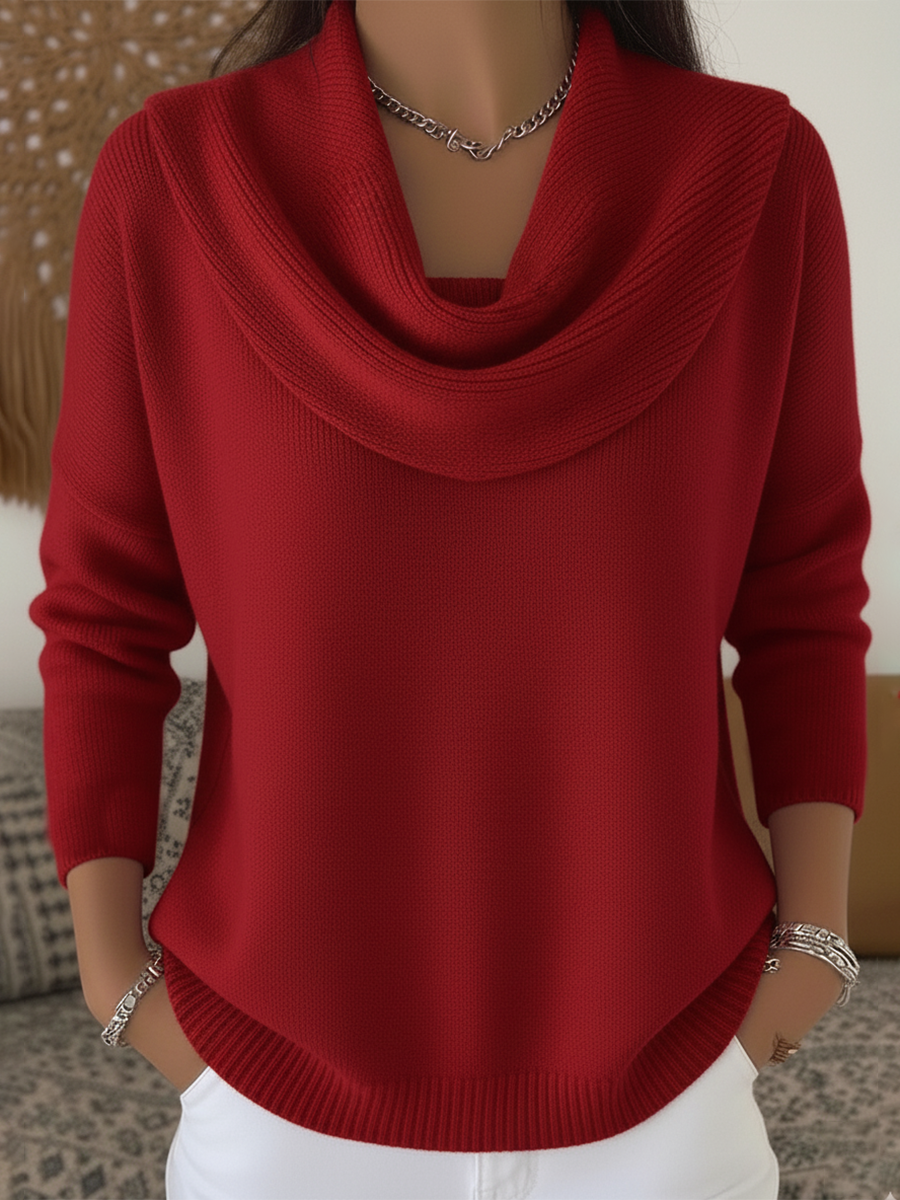 Soft and Elegant Solid Color Ruffled Collar Sweater Top