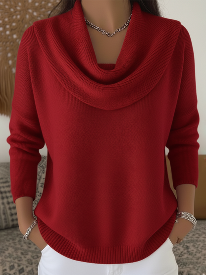 Soft and Elegant Solid Color Ruffled Collar Sweater Top
