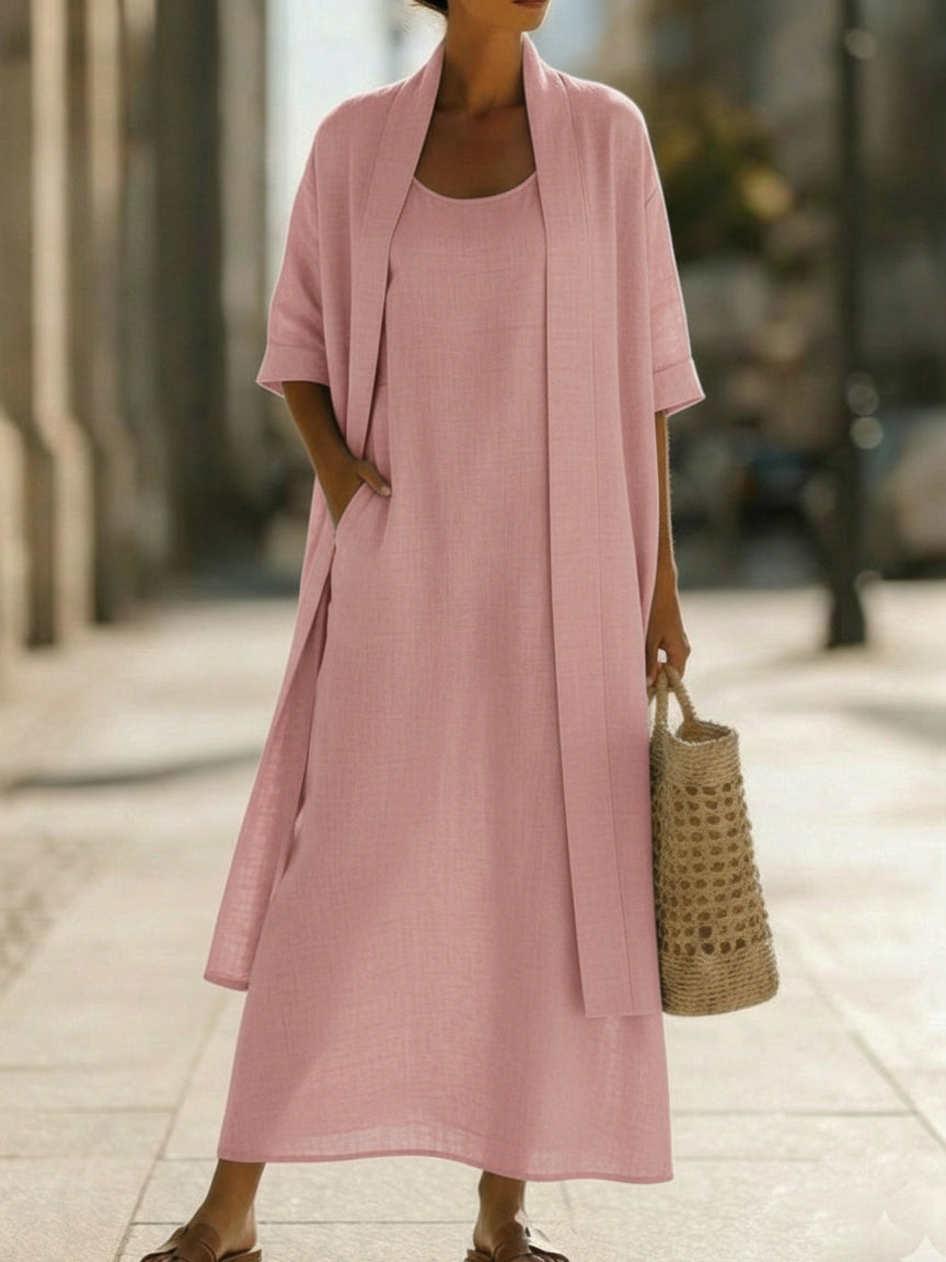 Minimalist Linen-Cotton Two-Piece Set with Comfortable for Everyday Wear