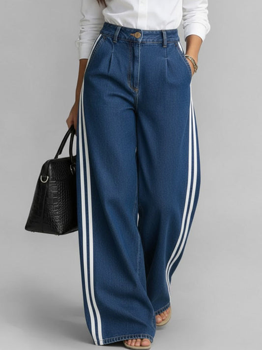 High-Waisted Loose-Fitting Wide-Leg Denim Jeans