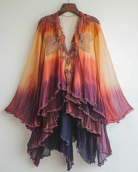Rainbow Gradient Dragonfly Cardigan Bde2