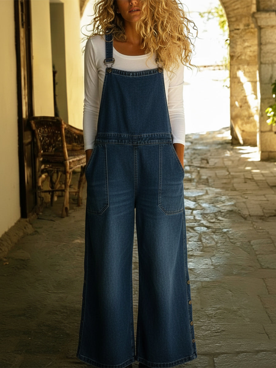 Casual Denim Overalls Jumpsuit