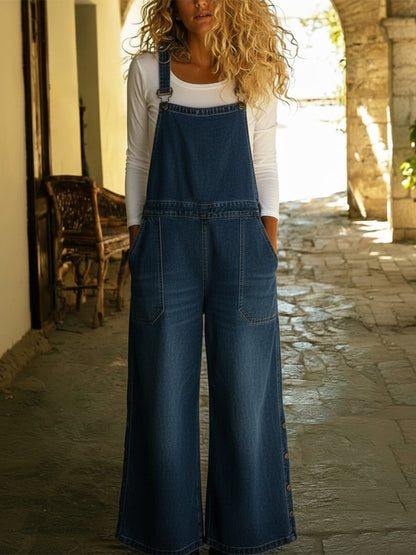Casual Denim Overalls Jumpsuit