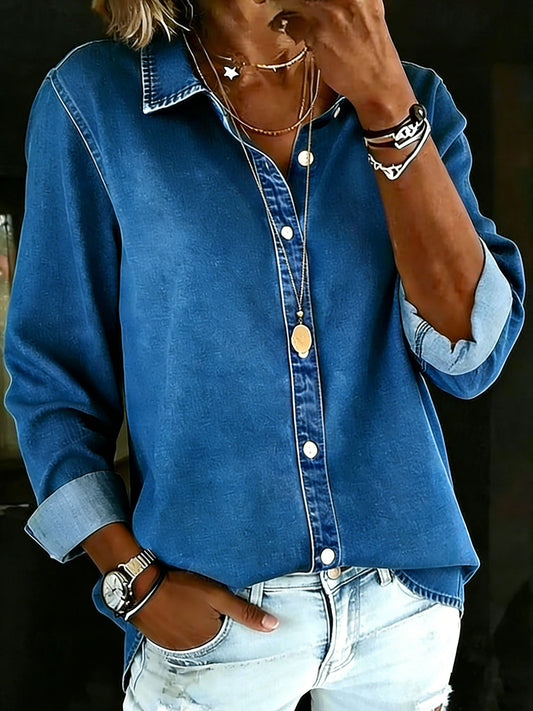 Casual Long-Sleeve Denim Shirt
