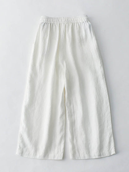 Breathable Elastic Pocket Lazy Casual Cotton and Linen Loose Pants