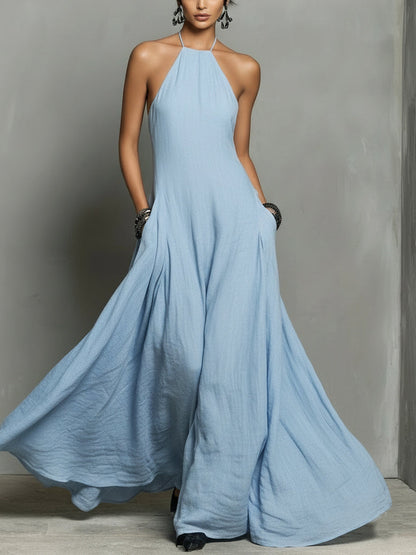 Minimalist and Elegant Halter Neck Maxi Dress