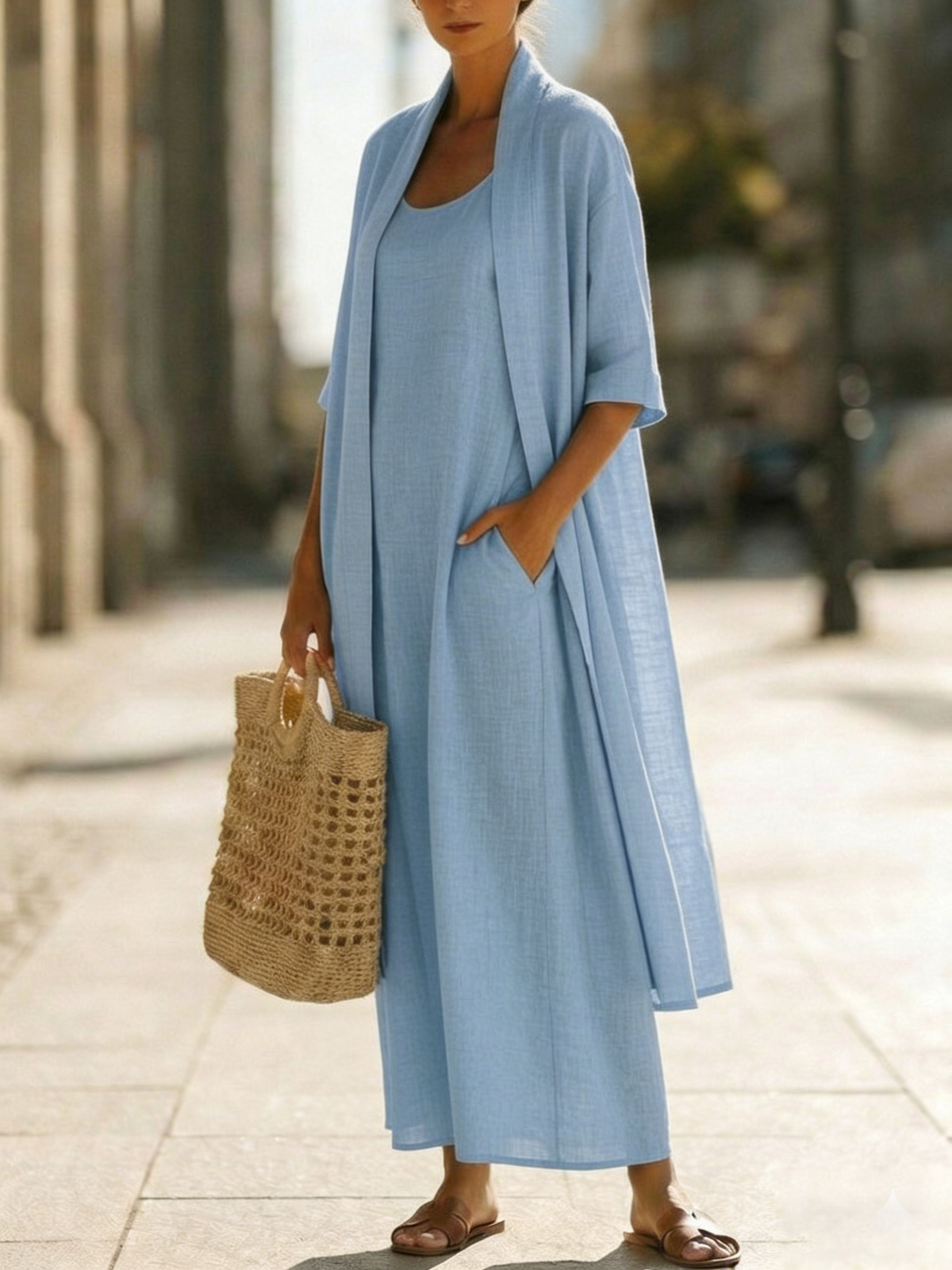 Minimalist Linen-Cotton Two-Piece Set with Comfortable for Everyday Wear