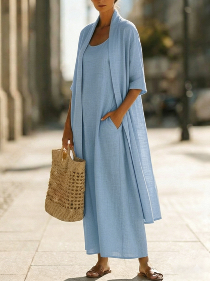 Minimalist Linen-Cotton Two-Piece Set with Comfortable for Everyday Wear