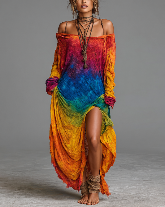 Vibrant Summer Rainbow-Colored Dress 5930
