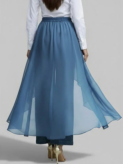 High-Waisted Casual Loose Chiffon Patchwork Jeans
