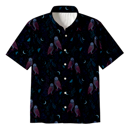 Episodic Owl Floral Button Up Pocket Shirt