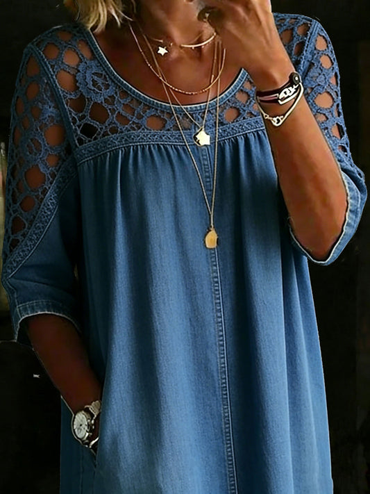 Solid Color Casual Loose Denim Blouse Shirt