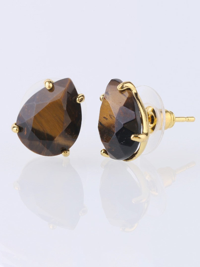 Bohemian Natural Crystal Stone Cut Water Drop Earrings