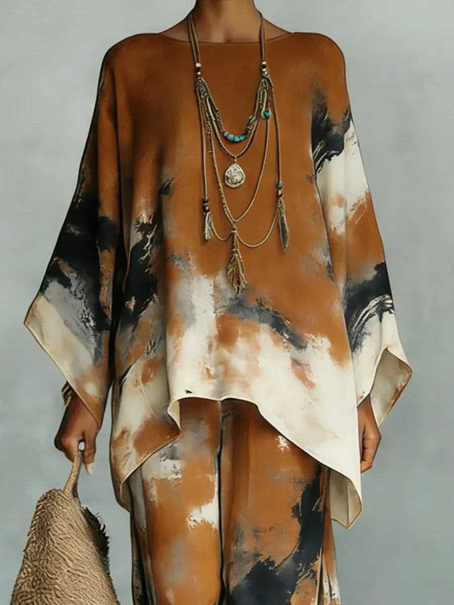 Vintage Art Comfortable Loose Cotton Linen Wide-Leg Pants Two-Piece Set