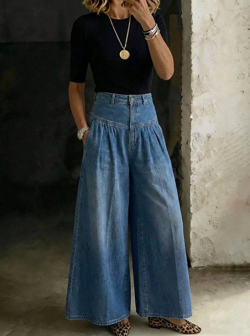 Fashion Relaxed Casual Wide-Leg Jeans with Comfort Meets Classic Denim
