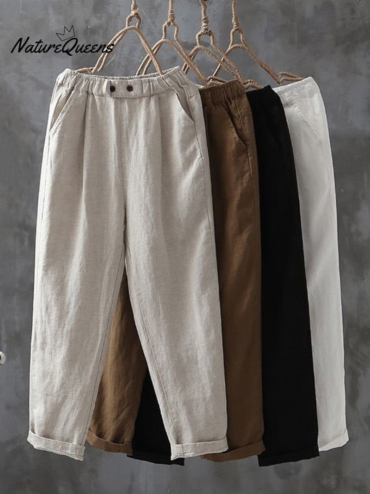 Solid Color Simple Versatile Loose Casual Cotton and Linen Pants